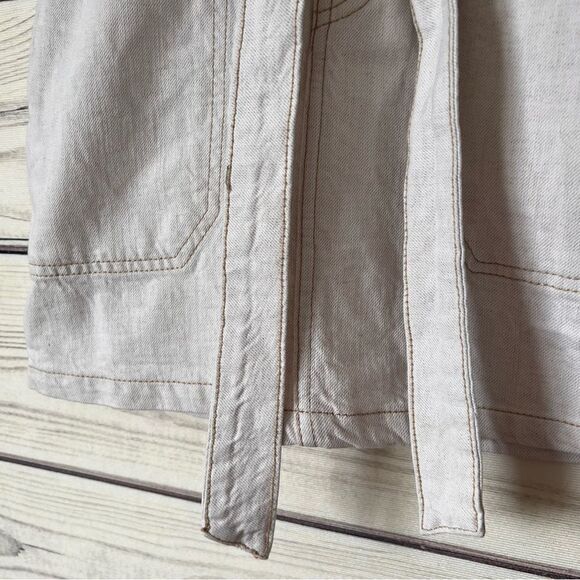 Free People Off White Denim High Waist Paperbag Skirt - Picture 8 of 14